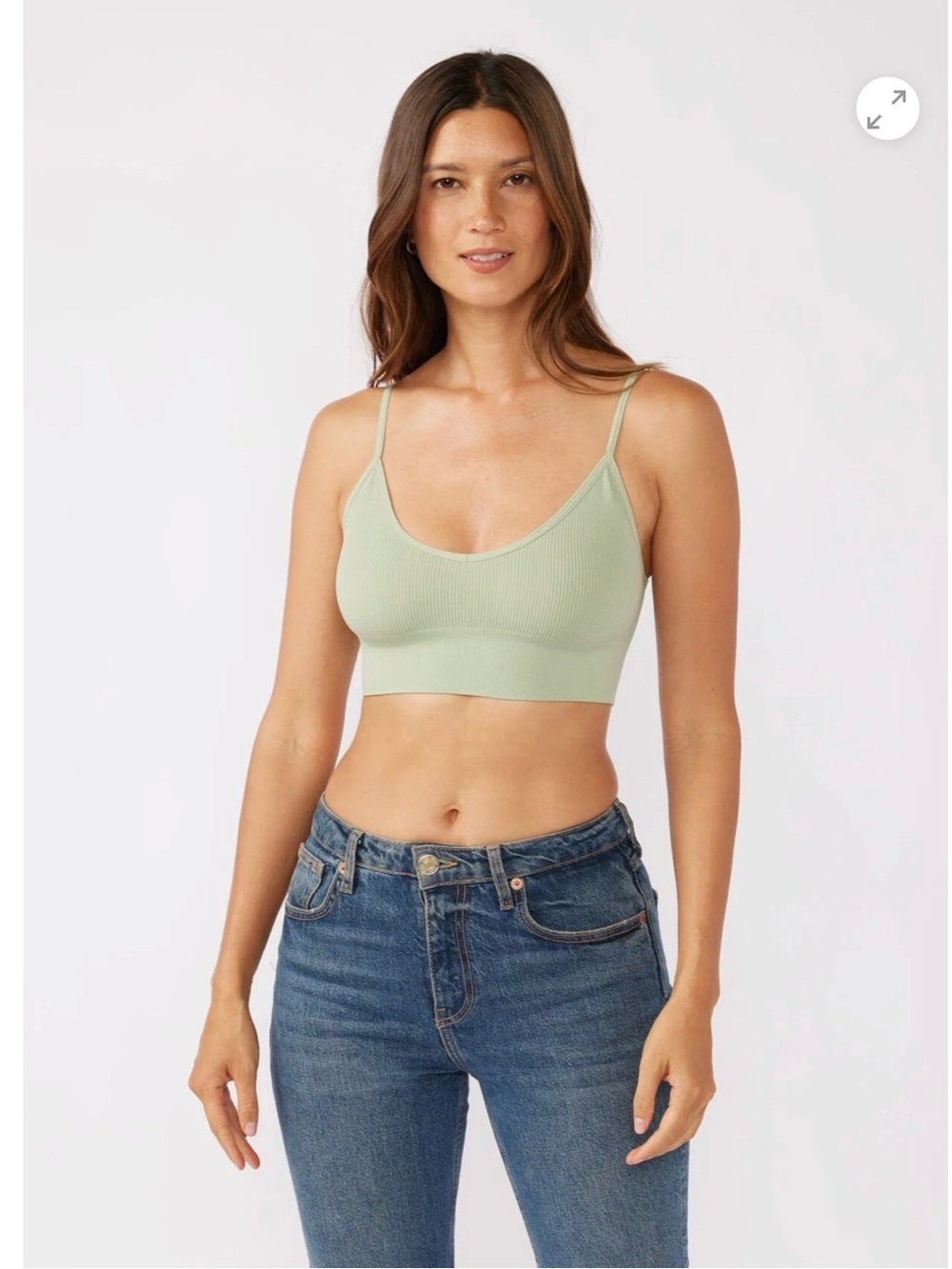 lovestitch Ribbed Cropped Brami in pale Teal Green